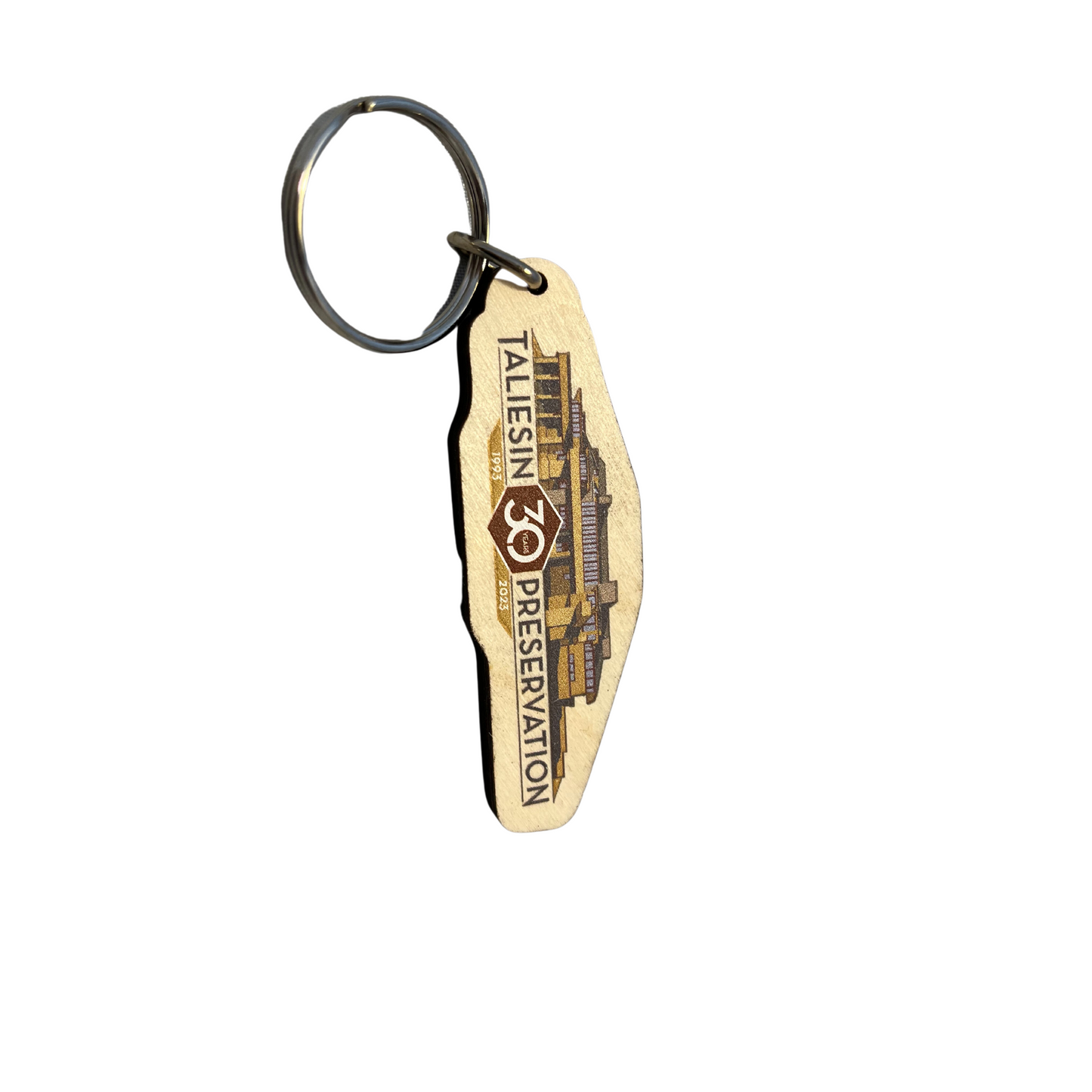 30th Anniversary Taliesin Preservation Birch Keychain