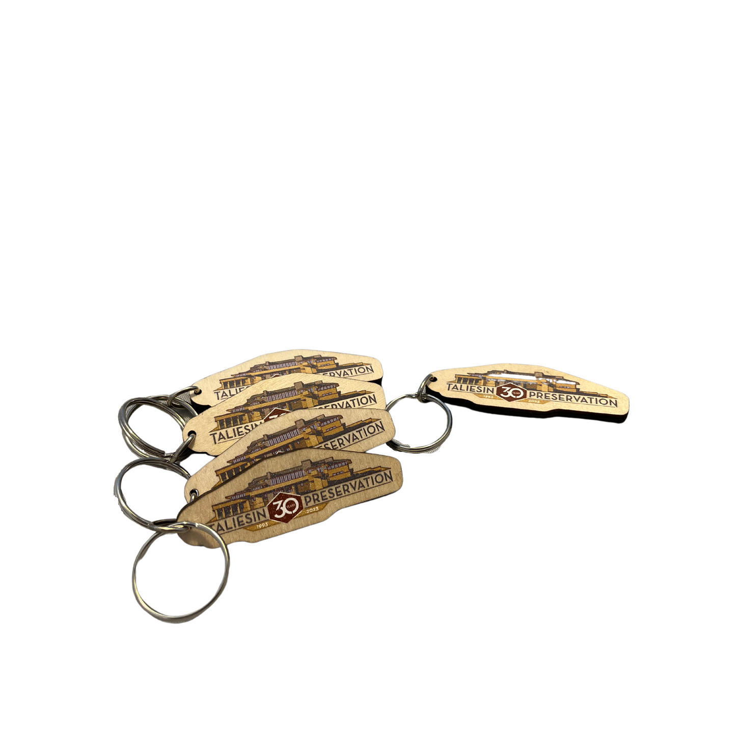 30th Anniversary Taliesin Preservation Birch Keychain