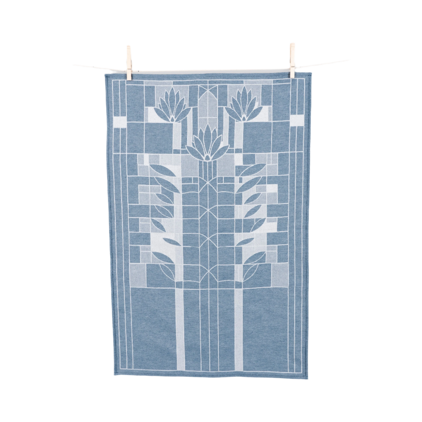 Tea Towel - Waterlilies Blue Jacquard