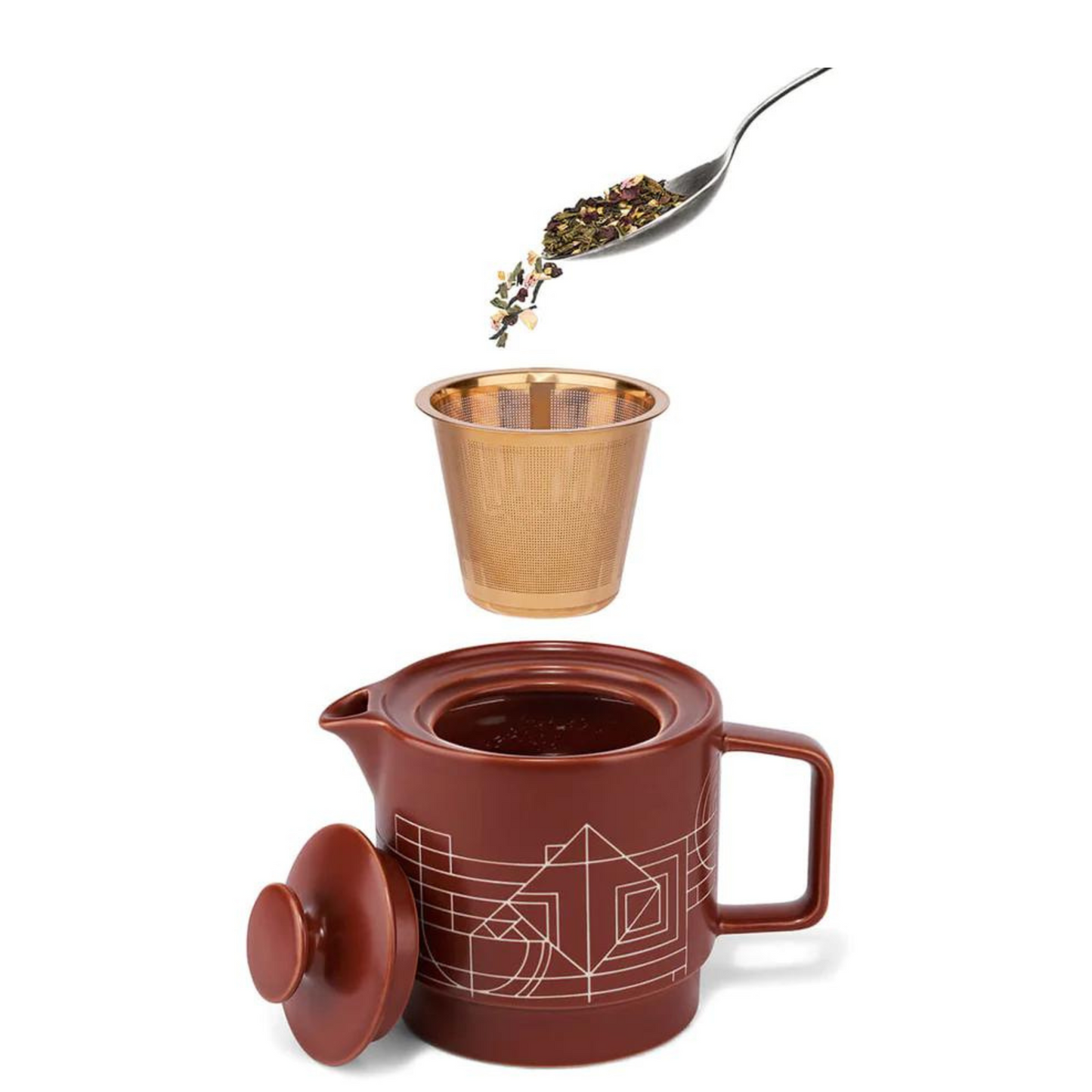 Teapot with Infuser/Terra Stoneware - Frank Lloyd Wright