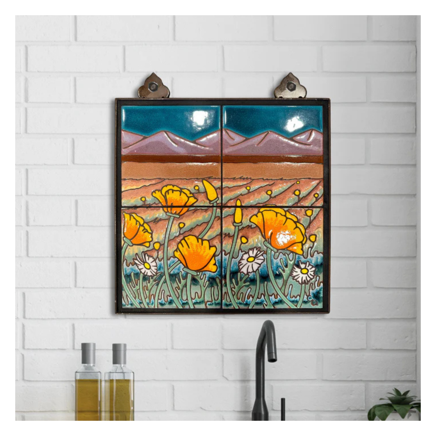 Tile - Mural - Poppies in Field