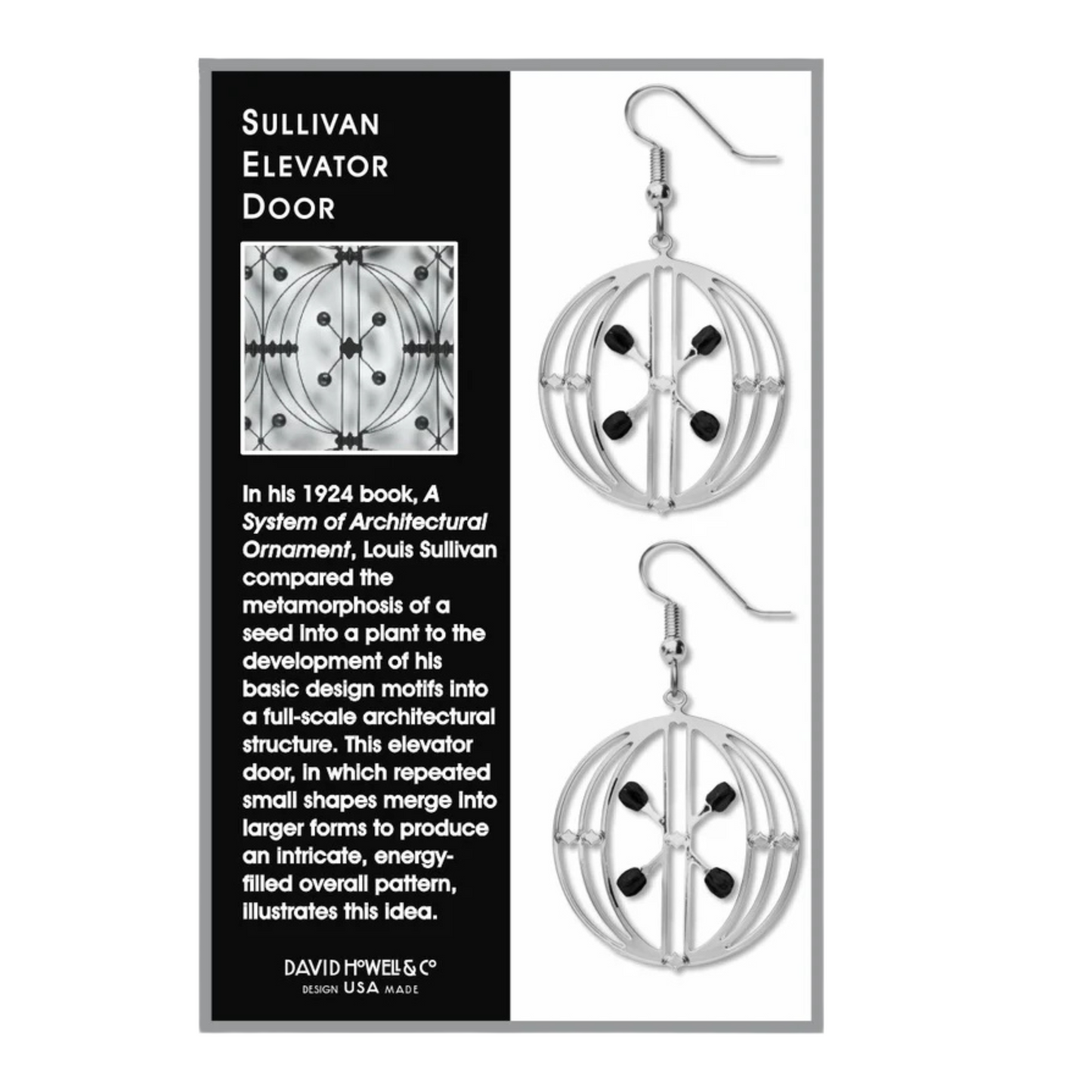 Earrings - Sullivan Elevator Door Design Black