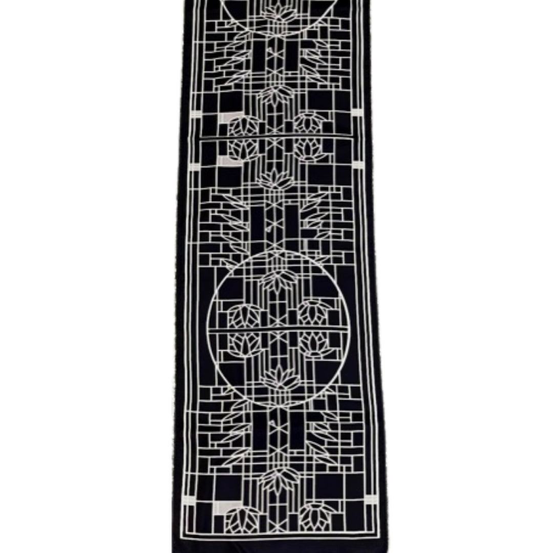 Silk Scarf Waterlilies Black