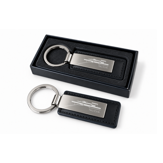 Key Chain - Taliesin Logo - Leather & Gun Metal