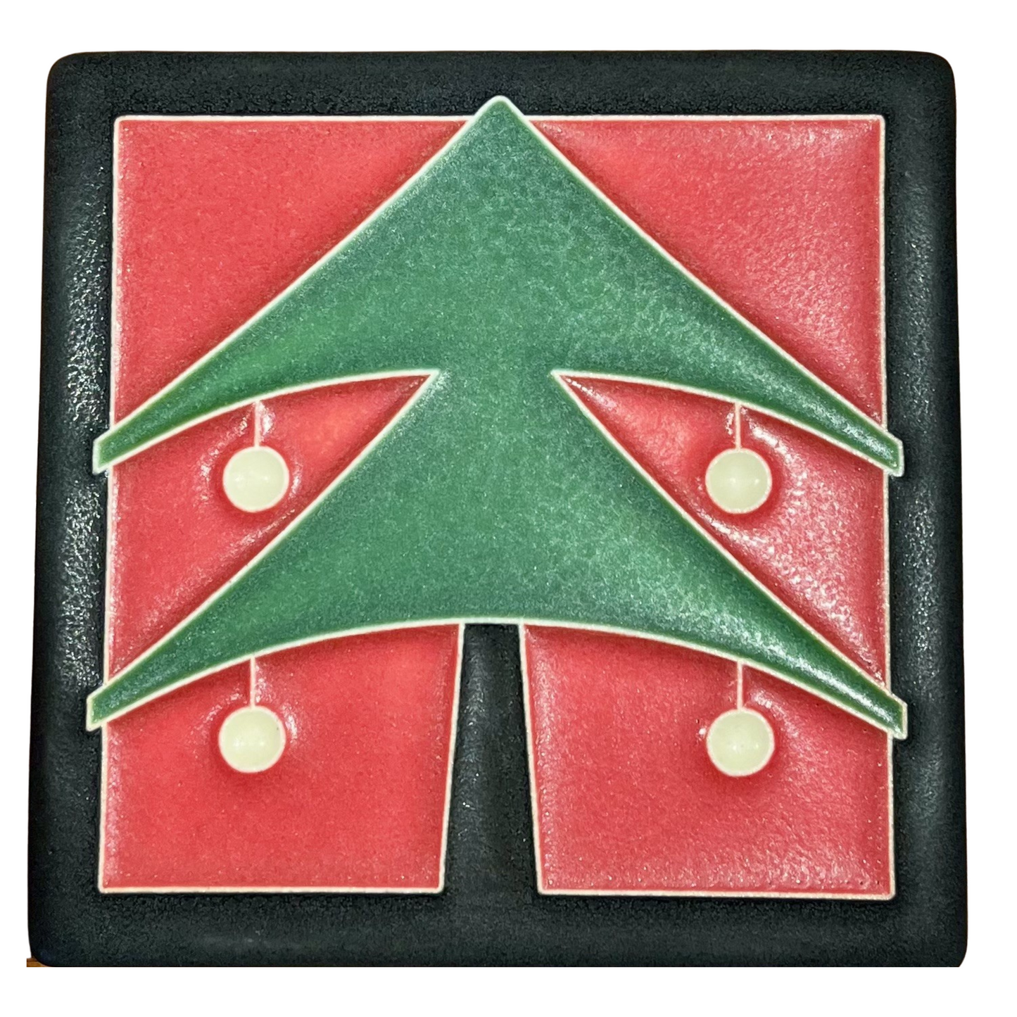 Art Tile - Red Christmas Tree by Motawi