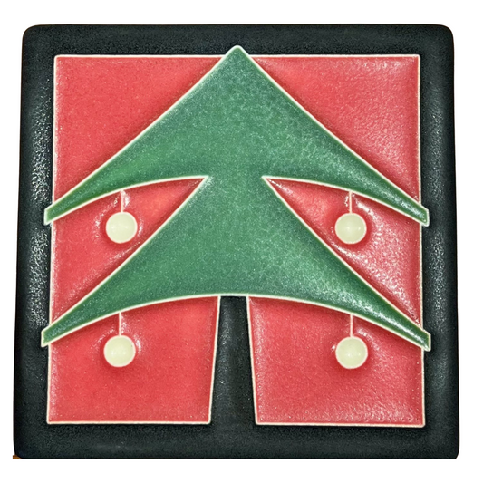 Art Tile - Red Christmas Tree by Motawi