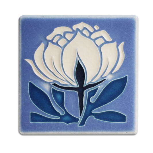 Art Tile - Peony Bloom Pale Blue by Motawi
