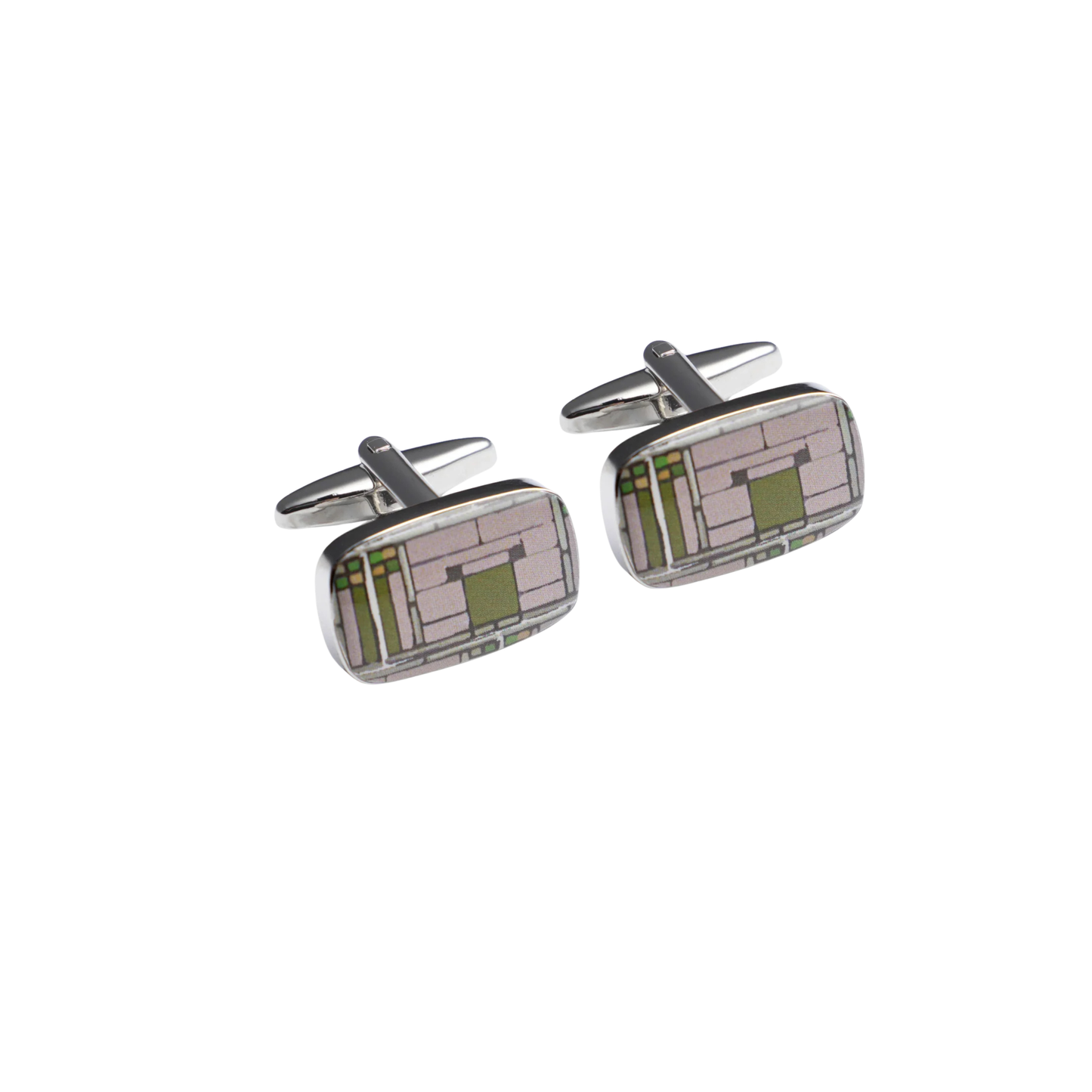 Cufflinks - Midway Gardens Stained Glass - Green