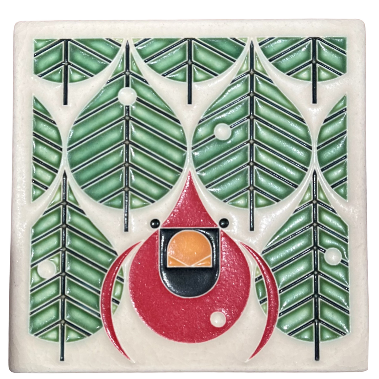 Art Tile-Coniferous Cardinal by Motawi