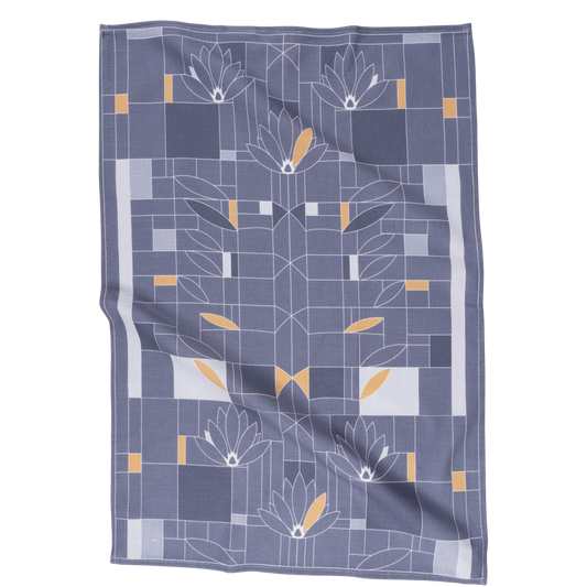 Tea Towel - Waterlilies Dark Blue